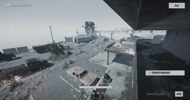 FERRYPARKING camera, Ferry Terminal: the car park, with wrecked cars and trucks