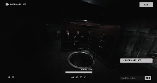 INFIRMARYXXXX camera, Underwater Labs: a round floor hatch with a ladder beside it