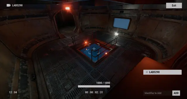 LABXXXX camera, Underwater Labs: a square pool of water in the floor, behind railings