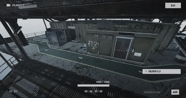 OILRIG1L3 camera, Small Oil Rig: container rooms along a covered deck